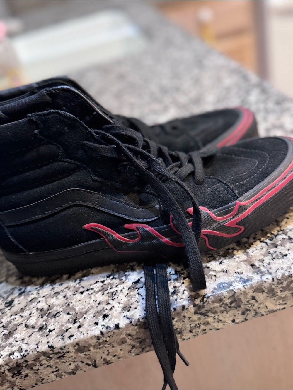 Vans Black High-Top Sneakers with Pink Logo Detail
